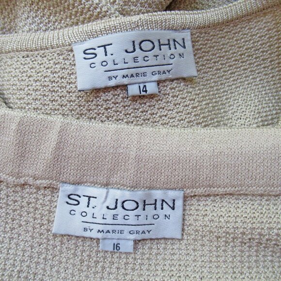 42" bust blazer & skirt set VTG beige St John Knit Collection Marie Gray classic - Picture 9 of 13